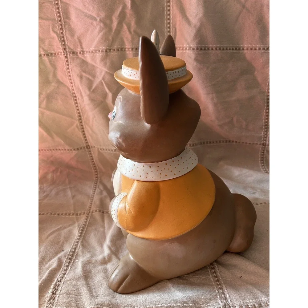 Vintage California Original Brown Easter Bunny Rabbit Ceramic Cookie Jar EUC